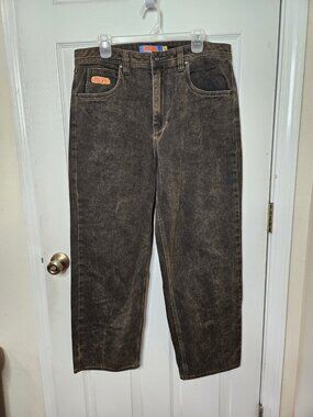 Empyre Relaxed Fit Skate Jeans Mens 34x29 Washed Black Denim Straight Leg 90s